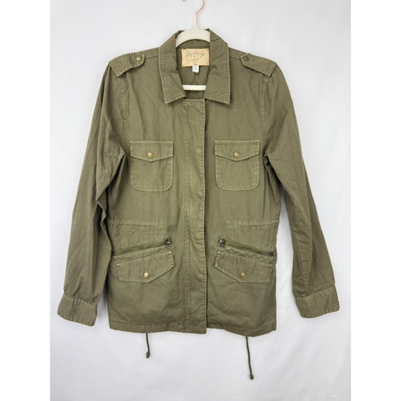 Lily Aldridge‎ For Velvet Womens Full Zipper Cargo Jacket Cotton Safari Size M - Picture 2 of 12